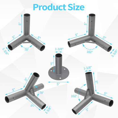 ICITYWALL 8 Leg Carport Kits，Slant Roof Canopy Fitting Kit with 1-3/8" ID, Galvanized Steel Carport Connectors, shed Frame kit DIY Project