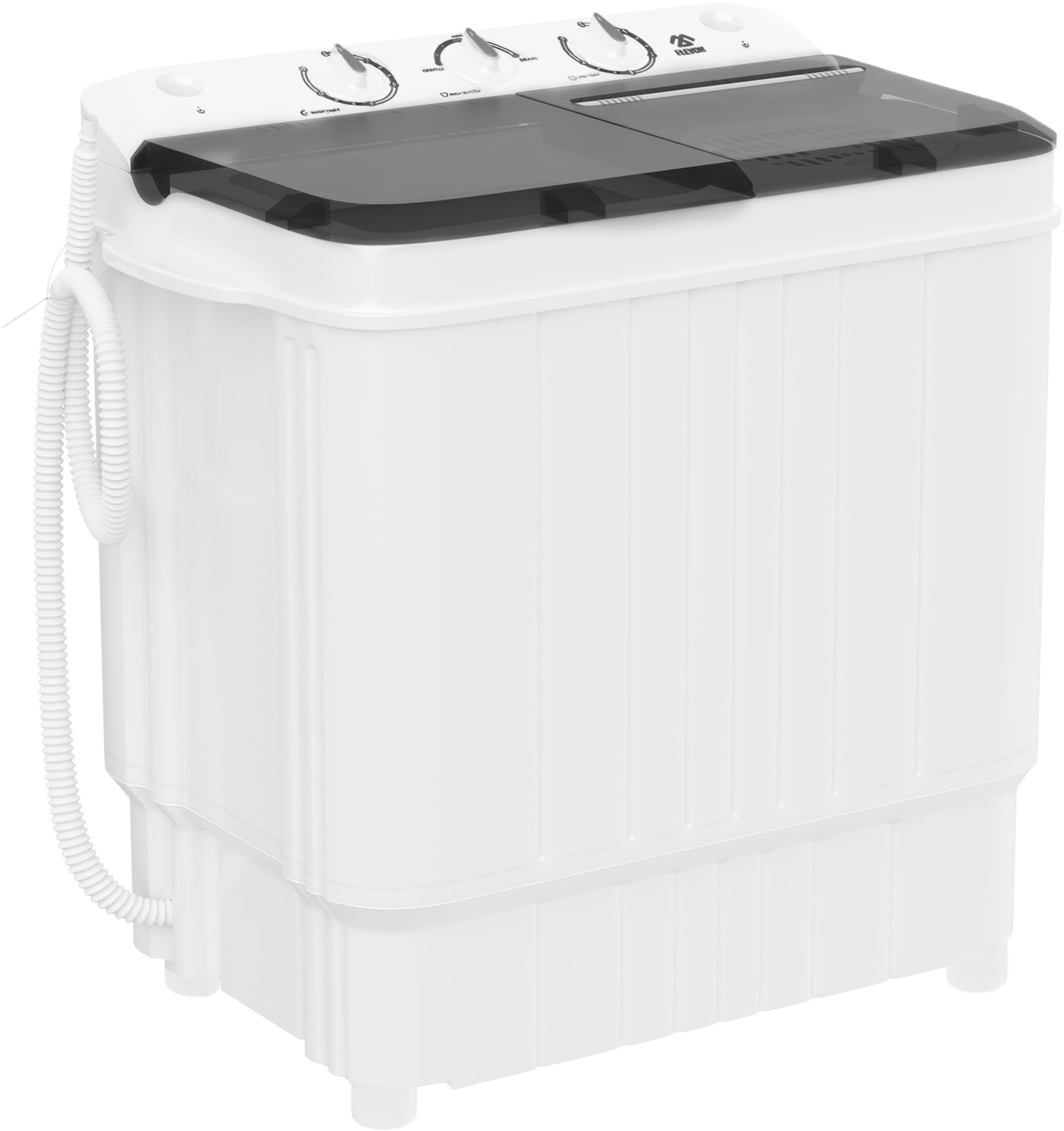 Elevon Portable Washing Machine Twin Tub 17.6 Lbs Capacity, (11 Lbs) and Spinner(6.6 Lbs) Combo Mini Compact Laundry Washer for Home, Apartment, Camping, RVs and Dorms, Black/White