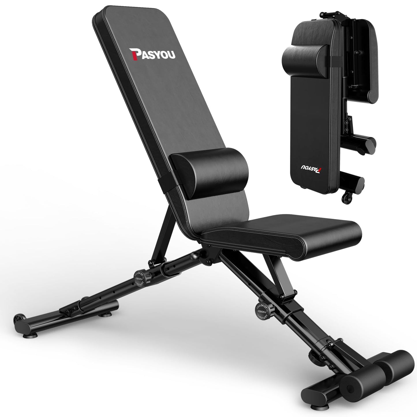 PASYOU Adjustable Weight Bench Full Body Workout Multi-Purpose Foldable Incline Decline Exercise Workout Bench for Home Gym