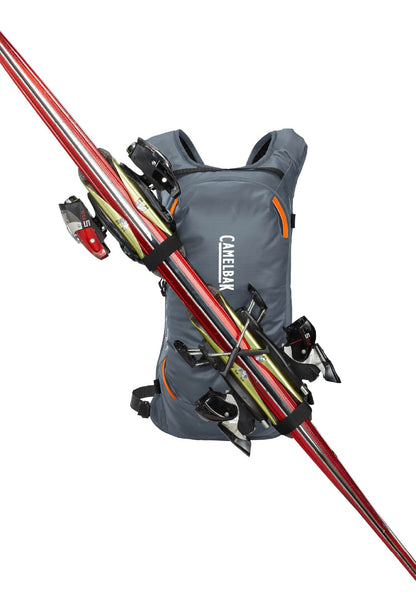 CamelBak Powderhound 12 Snow Hydration Pack with Ski and Snowboard Carry, Insulated Design for All Day Winter Riding, Grey/Orange