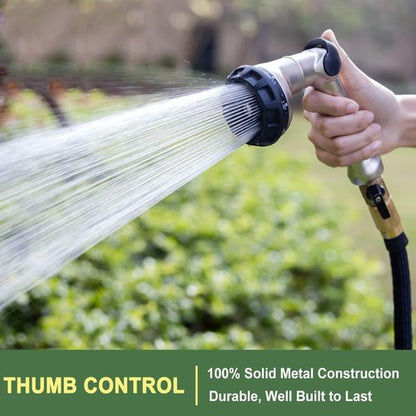 FANHAO Heavy Duty Garden Hose Nozzle - 100% Metal with 8 Spray Patterns for Efficient Watering