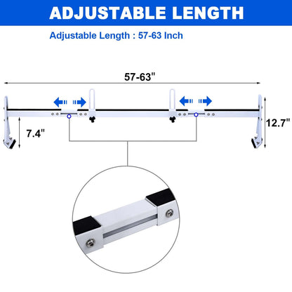 LMYYGOO Universal Van Ladder Rack, Adjustable 57"-63" for Chevy Express 1500 2500 3500 Ford Econoline GMC Savana Full-Size, 5-Section Stable Frame, 800 lb Capacity, Fits Rain Gutter Vans