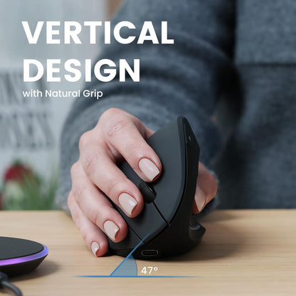 Perixx PERIMICE-713 Wireless Ergonomic Vertical Mouse - 800/1200/1600 DPI - Right Handed - Recommended with RSI User