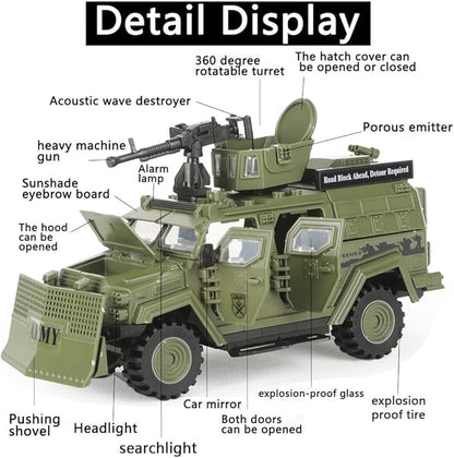 4 in 1 Armored Vehicle Building Block Military Vehicle Building Brick Toys Army Car Model Toys Gifts for Boys Age 8-12 (Green)