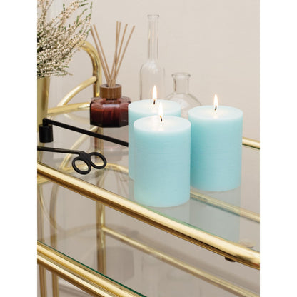 CANDWAX 3x4 inch Pillar Candles Set of 3 – Unscented Dripless Rustic Light Turquoise Candles for Table Decor, Weddings, Centerpieces