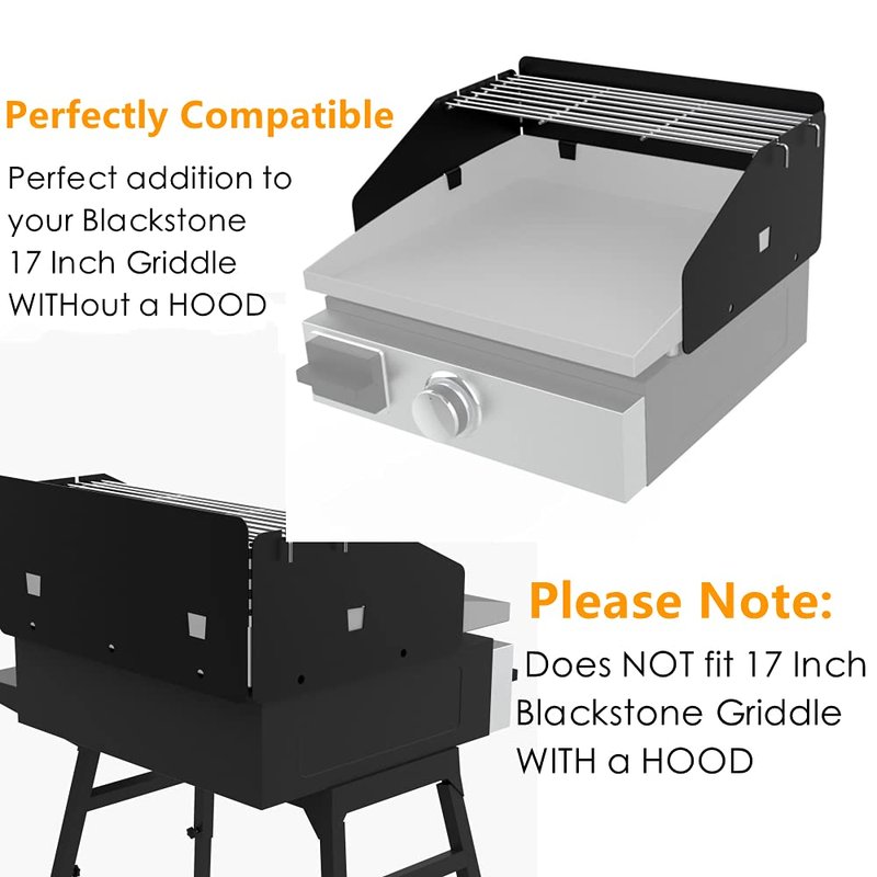 17 Inch Griddle Wind Guard/Wind Screen and Grill Warming Rack for Blackstone 17 Inch Griddle, BBQ Accessories Kit for Blackstone