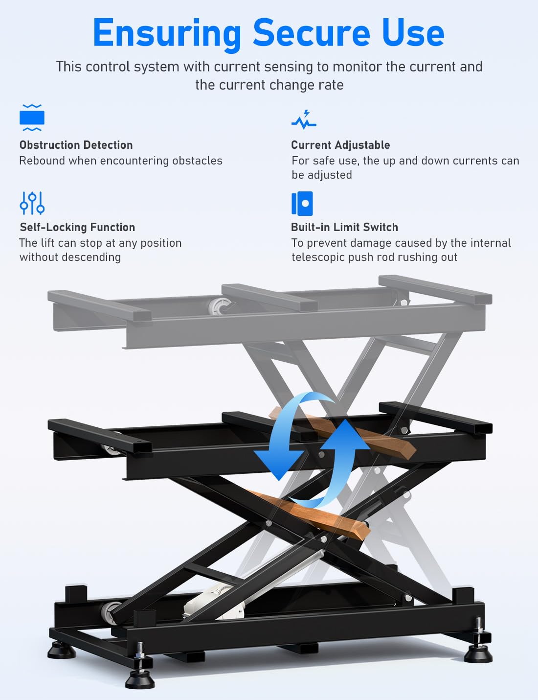 DIHOOL Electric Scissor Lift Table, 440Lbs Capacity, 8.07"-26.97" Height Adjustable Lifting Platform, Super Quiet with Remote & WiFi Control, Obstruction Detection, AC/DC Power for Home/Industrial Use