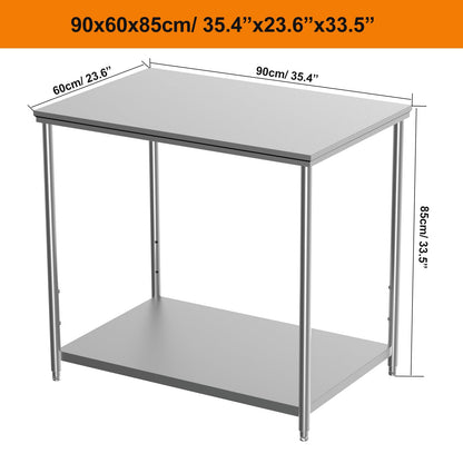 Weejian Stainless Steel Prep Table 36 x 24 x 33.5 Inch, Heavy Duty Commercial Work Table with Adjustable Undershelf, Kitchen Prep Table for Restaurant Bakery Home Workshop Garage