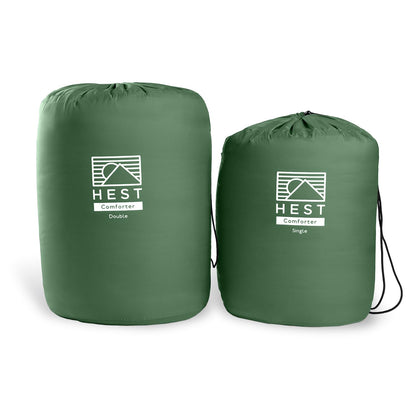 HEST Packable Comforter for Camping, Double Size - 100% Recycled Polyester Fill and Premium Quiet Fabric - Perfect for Hiking, Backpacking & Outdoor Adventures