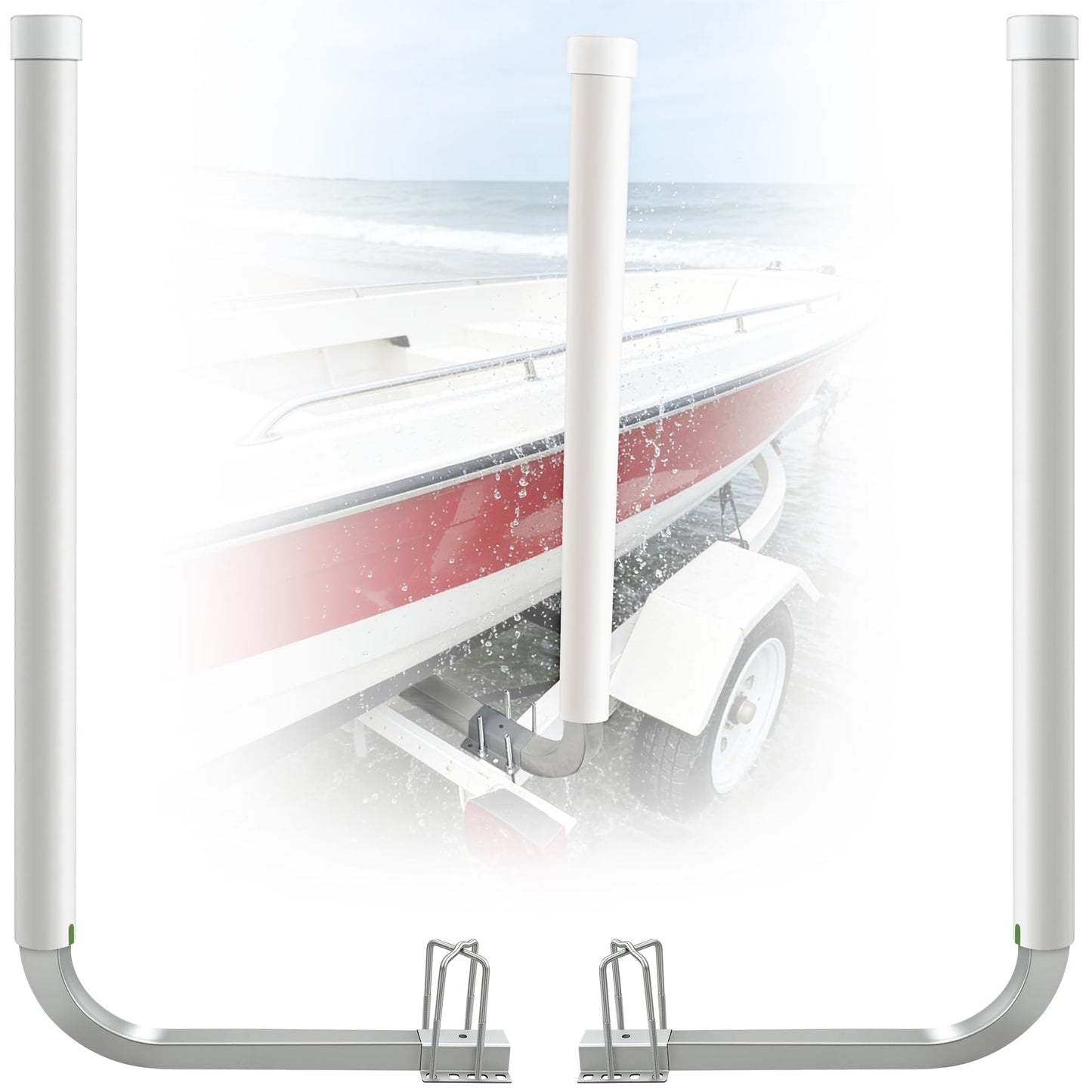 Boat Trailer Guide-ons-60,2*316L Stainless Steel Trailer Post Guide on,2*UPVC Tube Trailer Guide Bars,mounting Hardware Included,for Fishing Boats,Kayaks,Canoes,ski Boats and More