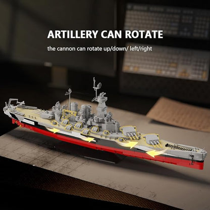 USS North Carolina (BB-55) Battleship Building Kit WW2 US Navy High-Speed Battleship a Toy Gift Warship for Military Enthusiasts and Adults (39106)