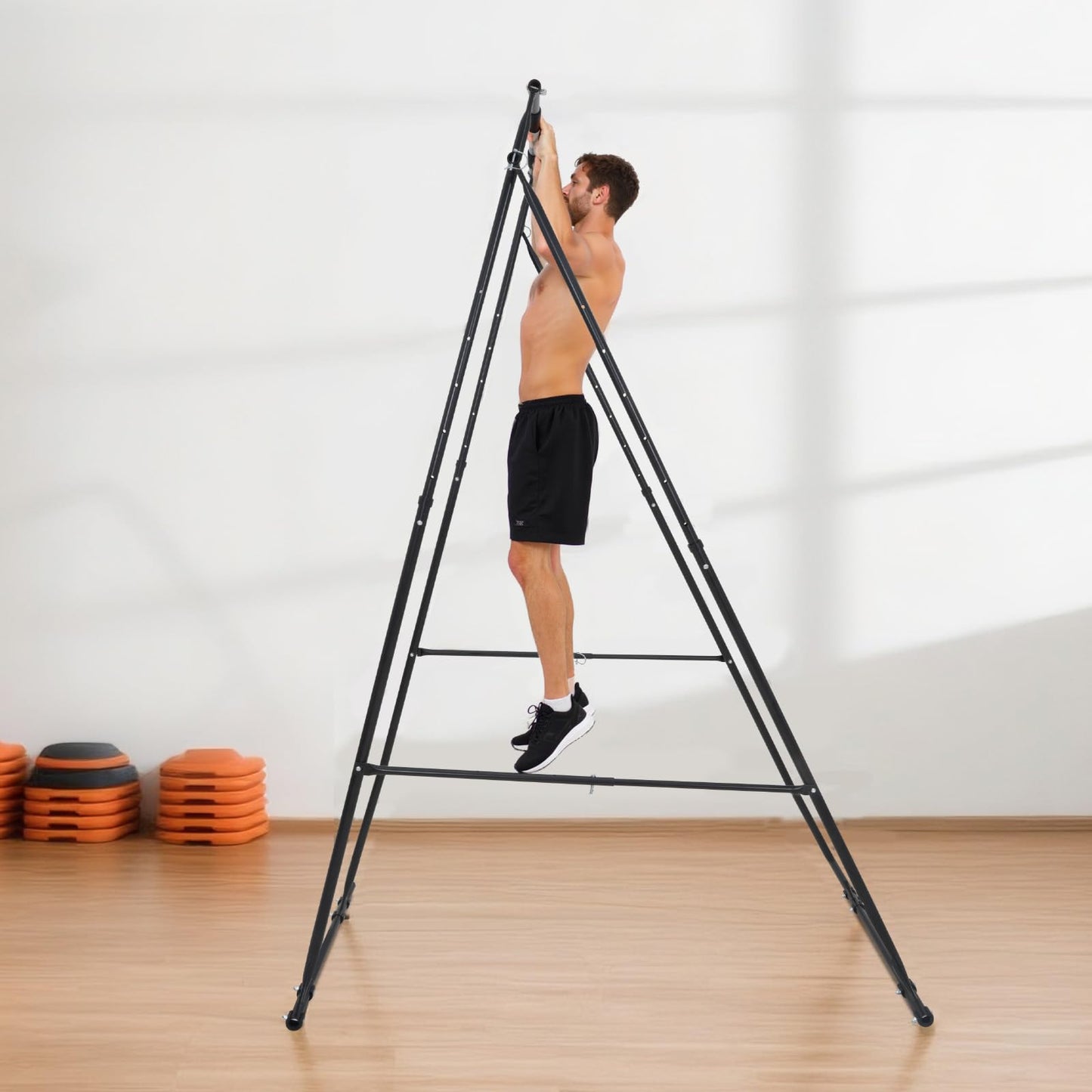 VEVOR Yoga Stand Frame, Max 440.9 lbs Load Swing Stand, Triangular Structure Pull Up Stands, Aerial Silk Stands with EVA Foam & 6.6-Yard Yoga Hammock, 4-Level Horizontal & 6-Level Vertical Adjustment