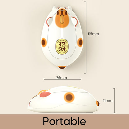 Akko Cat Theme Wireless Gaming Mouse, 2.4G GHz with a USB Receiver, Cute Optical Cordless Cartoon Mice for Computer/Laptop/Desktop/PC, Compatible with Mac/Win (Gray Mimo)