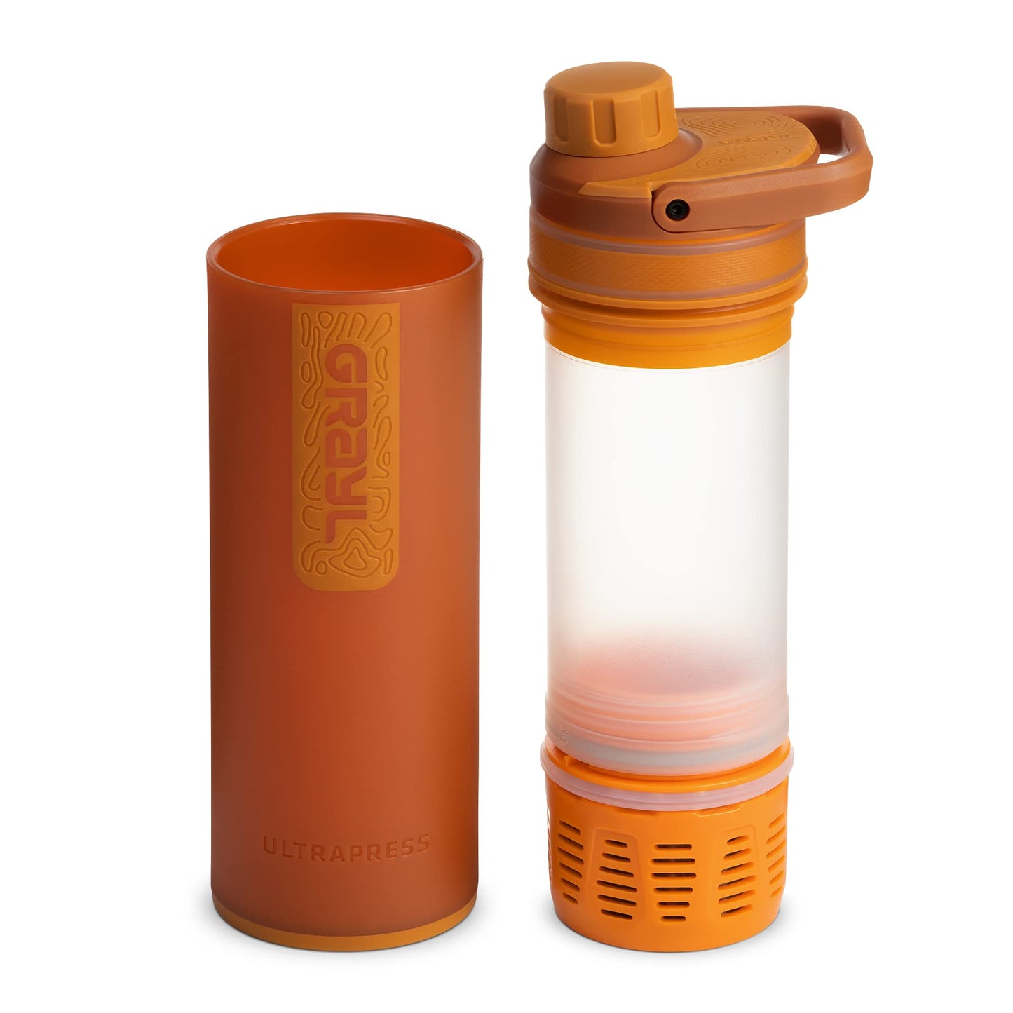 GRAYL UltraPress Water Purifier & Filter Bottle for Hiking, Backpacking, and Travel (Mojave Redrock)
