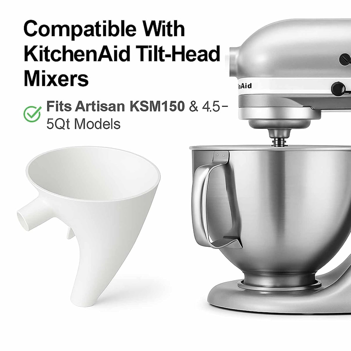 KitchenAid Flour Funnel - Durable Pouring Chute for Tilt-Head 4.5-5 Qt Mixers | Dishwasher-Safe Baking Tool