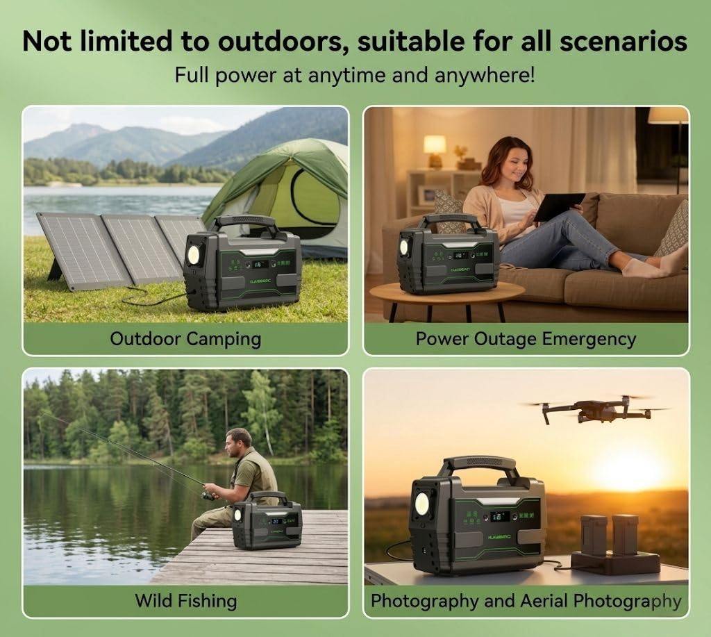 MARBERO Solar Generator 155Wh with 30W Solar Panel Portable Power Station with 2x 100W AC Outlets(Peak 150W), QC3.0 USB UL Certified for Home Blackout, Camping, RV Travel, Ultra-Light & Silent Fan