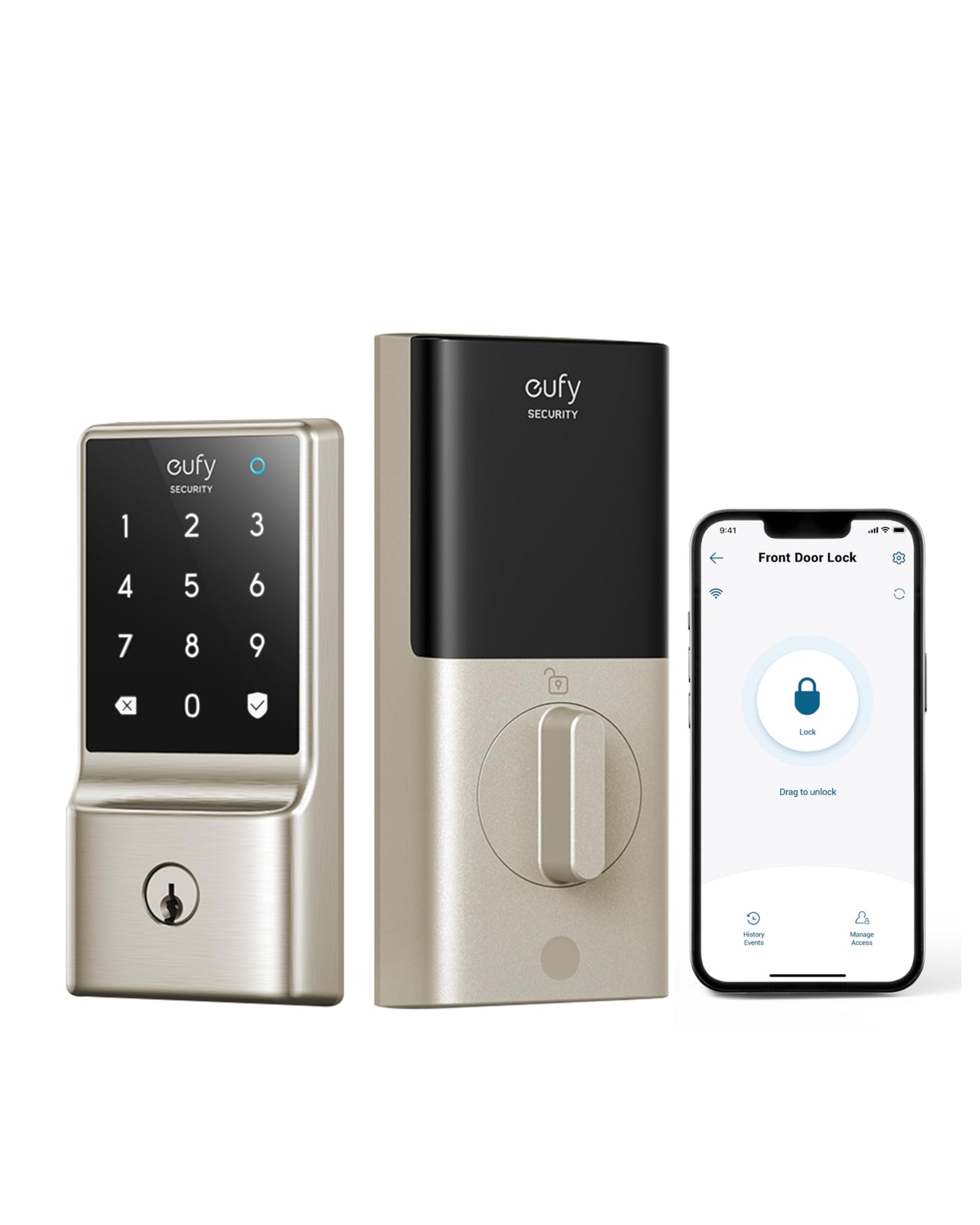 eufy Security Smart Lock C210, Keyless Entry Door Lock, Built-in WiFi Deadbolt, Smart Door Lock, No Bridge Required, Easy Installation, Touchscreen Keypad, App Remote Control, 4 AA Batteries Included