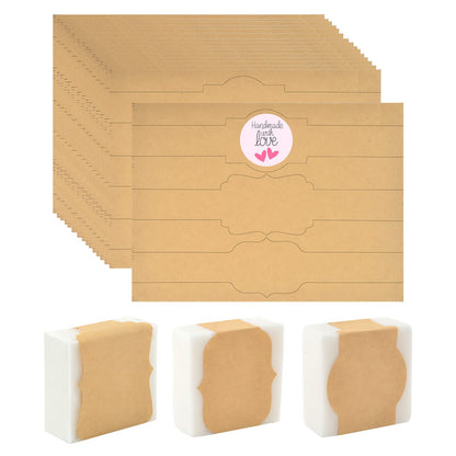 120 Pack Brown Kraft Soap Labels Stickers Soap Labels Soap Packaging Paper Wrap for Homemade Soap Soap Label Packaging Brown Kraft Soap Labels Soap Wrappers for Homemade Soap Packaging Supplies