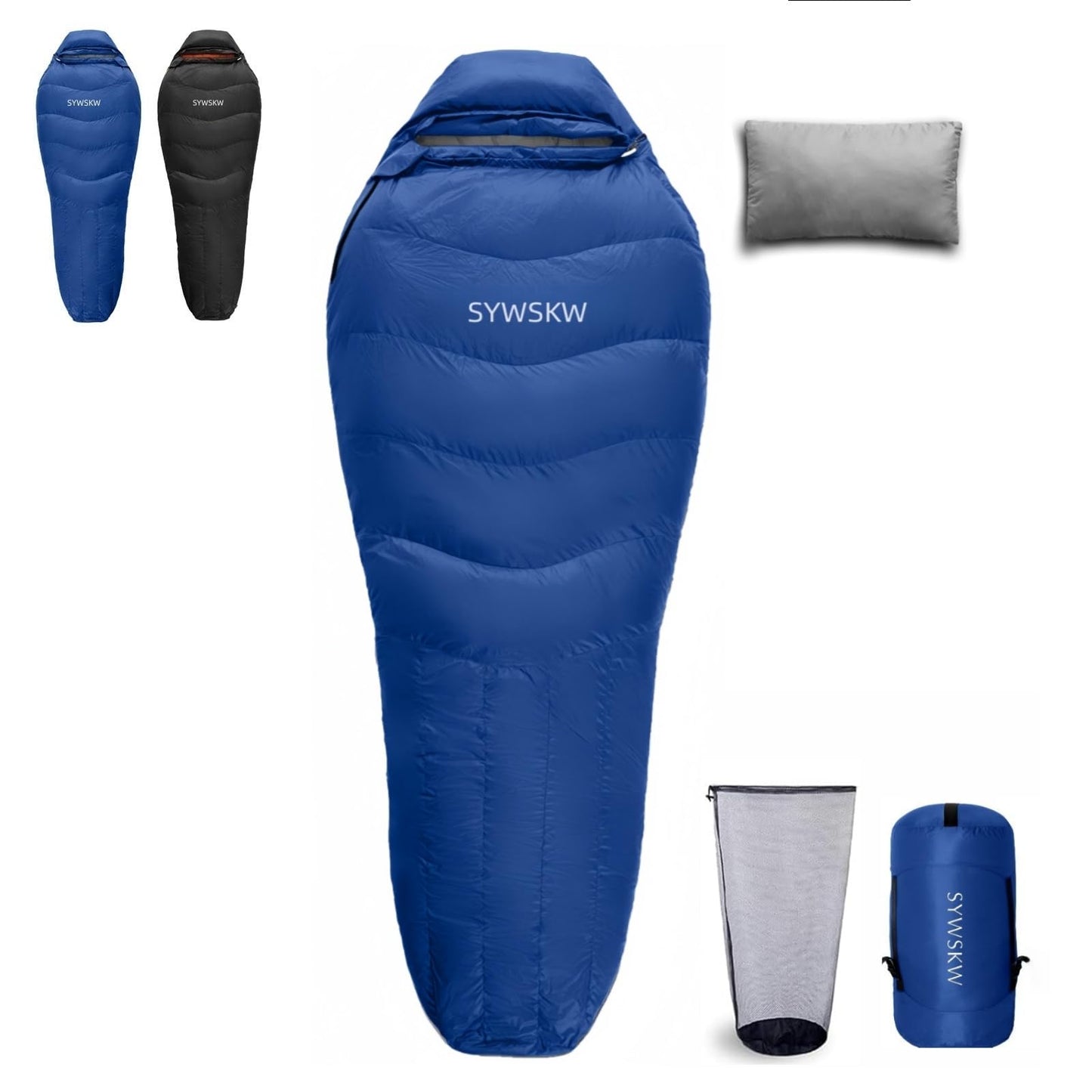 SYWSKW Down Sleeping Bag with Pillow for Backpacking,15℉ 5℉ 0℉ Wide Down Sleeping Bag (86.6 in x 33.5 in) for Adults,Teens,Youth Camping and Hiking Outdoor with 680FP Duck Down