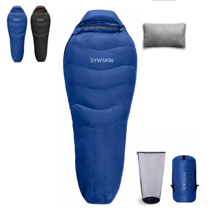 SYWSKW Down Sleeping Bag with Pillow for Backpacking,15℉ 5℉ 0℉ Wide Down Sleeping Bag (86.6 in x 33.5 in) for Adults,Teens,Youth Camping and Hiking Outdoor with 680FP Duck Down
