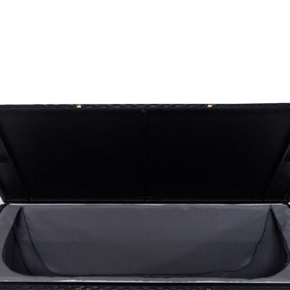 Oakland Living Black Outdoor Storage Box, Wicker-Rattan Bench for Patio, Deck, Pool, Yard & Garden, 113 Gallon