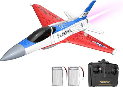 volantexrc RC Plane F-16 Fighting Falcon - 2.4Ghz 2CH Remote Control Airplane Jet Fighter Ready to Fly with Cool Lights for BeginnersAdults (762-4)