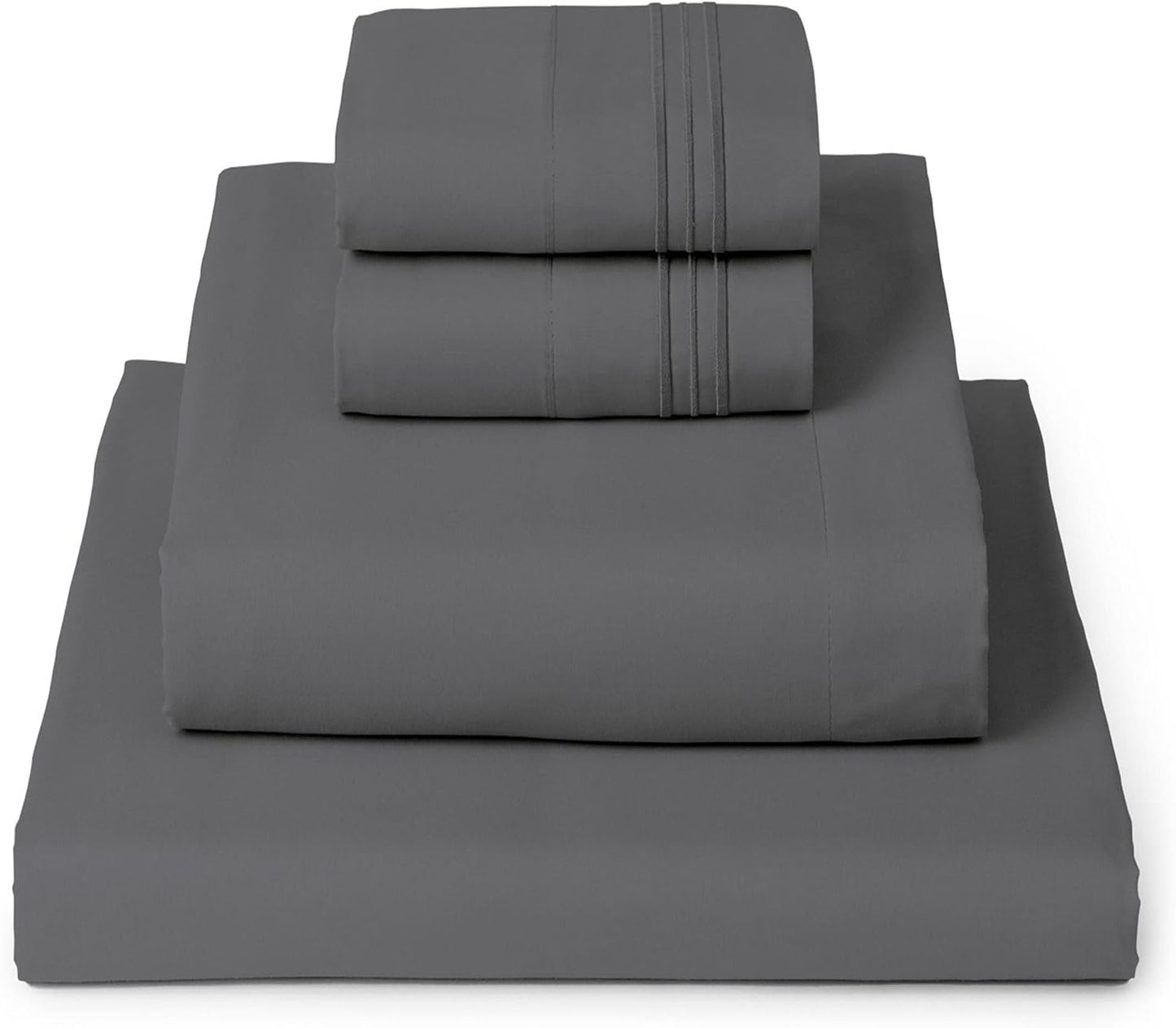 Mellanni Queen Sheets Set - 4 PC Hotel Luxury Bedding | Extra Soft, Cooling, Wrinkle-Resistant (Gray)