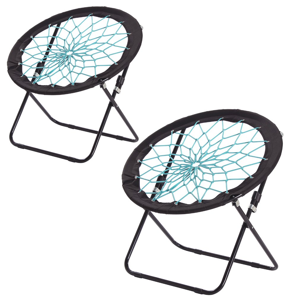 CampLand Bunjo Bungee Dish Chair-Versatile Folding Chair with Fun Bouncy Design-for Room Garden Dorm Rooms and Lounging in Living Rooms Set of 2pcs
