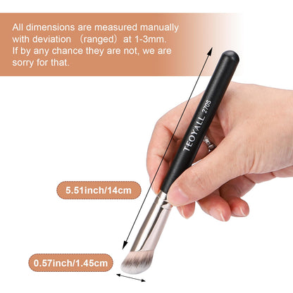 TEOYALL Foundation Contour Conceal Brush Set, 3PCS Angled Synthetic Kabuki Brush for Blending Setting Buffing with Liquid, Cream and Powder Cosmetic (170S/270S/370S)