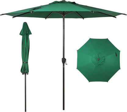 Abba Patio 9FT Outdoor Umbrella - Push Button Tilt & Crank | UV Protection, Waterproof, Dark Green