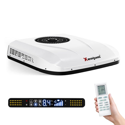 Xenjum 12V RV Air Conditioner, 11000BTU ONLY-43LBS Low-Profile Camper AC Unit, Ultra-Low Energy Use, 12 Volt DC Battery Powered Quiet AC for Off-Grid Camping, RVs, Vans, Trucks, Trailers (w/o heater)