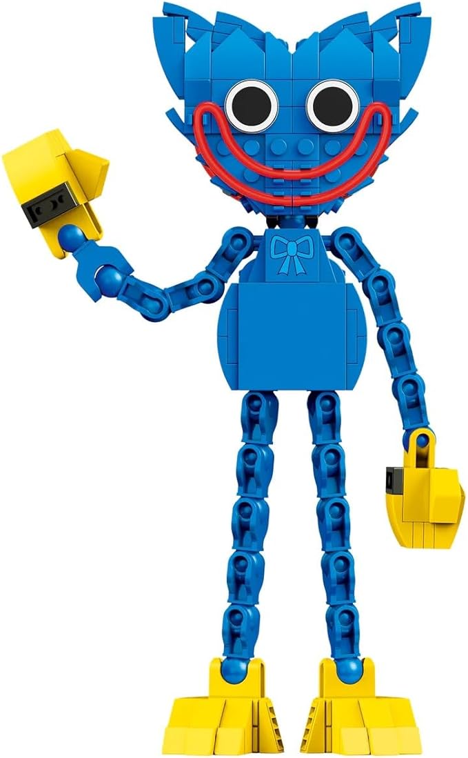 Brickcraft Officially Licensed Poppy Playtime Huggy Wuggy with Posable Limbs and Interchangeable Faces Included 240 Pieces Multicolored Brick Building Set