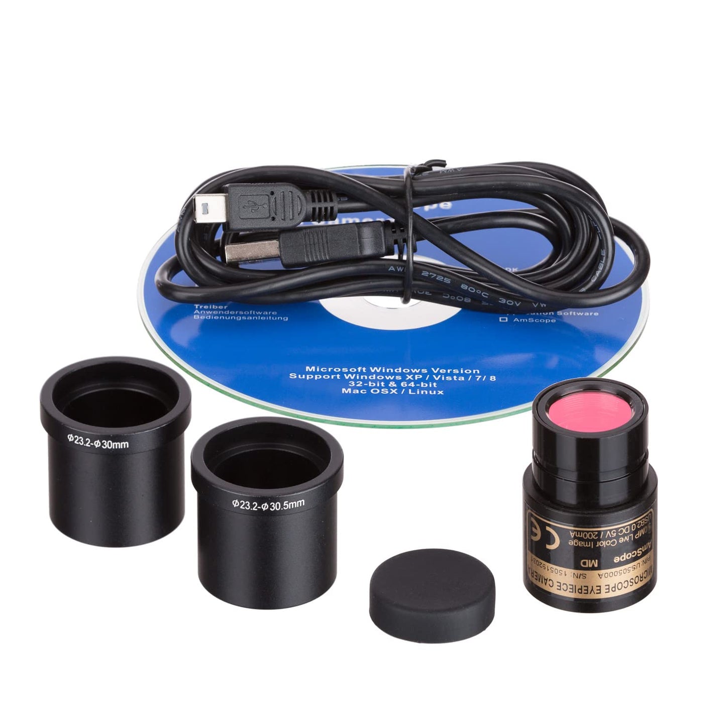 AmScope B120B-E1 Digital Siedentopf Binocular Compound Microscope, 40X-2000X Magnification, Brightfield, LED Illumination, Abbe Condenser, Double-Layer Mechanical Stage, Includes 1.3MP Camera and Software