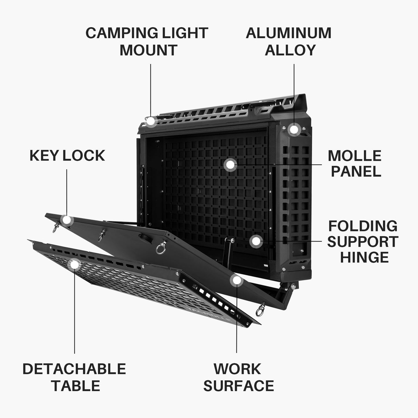 TACMOLLE Rear Side Window Storage Box, Tactical Modular Storage MOLLE Panel for Tools MOLLE Accessories, Rear Window Storage Panel Kit Storage Box with Lock Fits for Ford Bronco 2021-2024
