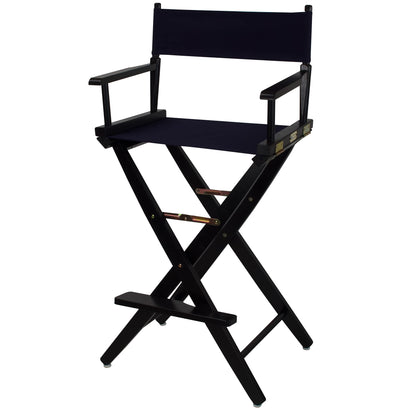 Casual Home American Trails Extra-Wide Premium Directors Chair 30" H Bar Height Black Frame Navy Canvas