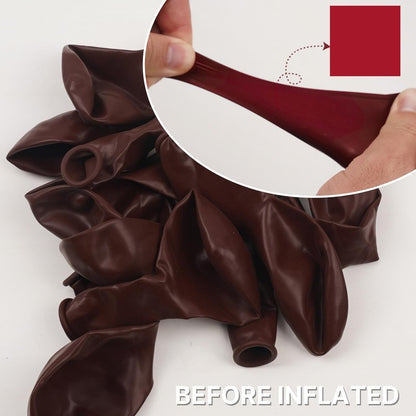 PartyWoo Burgundy Balloons 101pcs 12 Inch Dark Chestnut Red Maroon Helium Balloons for Graduation Wedding Thanksgiving Birthday Bachelorette Citizenship Strawberry Theme Party Decorations Red-Y62