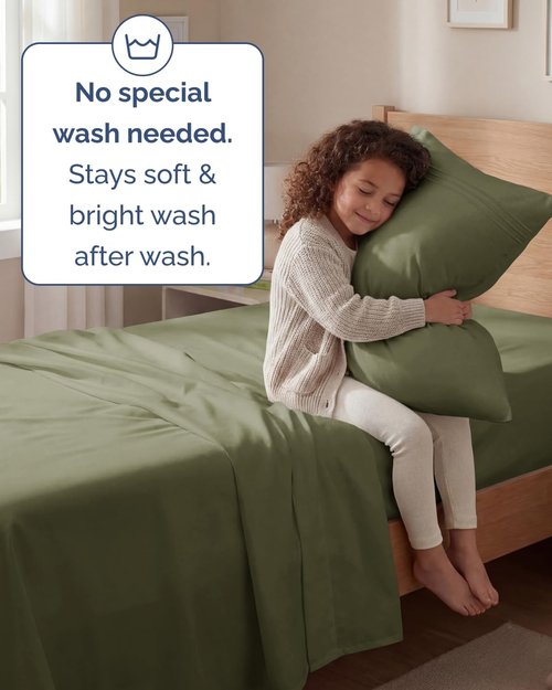 Comfy Twin Size 3-Piece Sheet Set | Breathable & Cooling Hotel Luxury Bedding - Sage Green