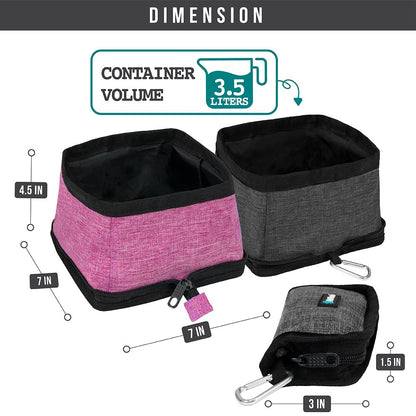 PetAmi Collapsible Dog Bowls 2 Pack, Food and Water Bowls Travel Set, Portable Pet Dish No Spill, Foldable Lightweight BPA Free Leakproof Bowls, Camping Hiking Walking Outdoor Gear Accessories, Black