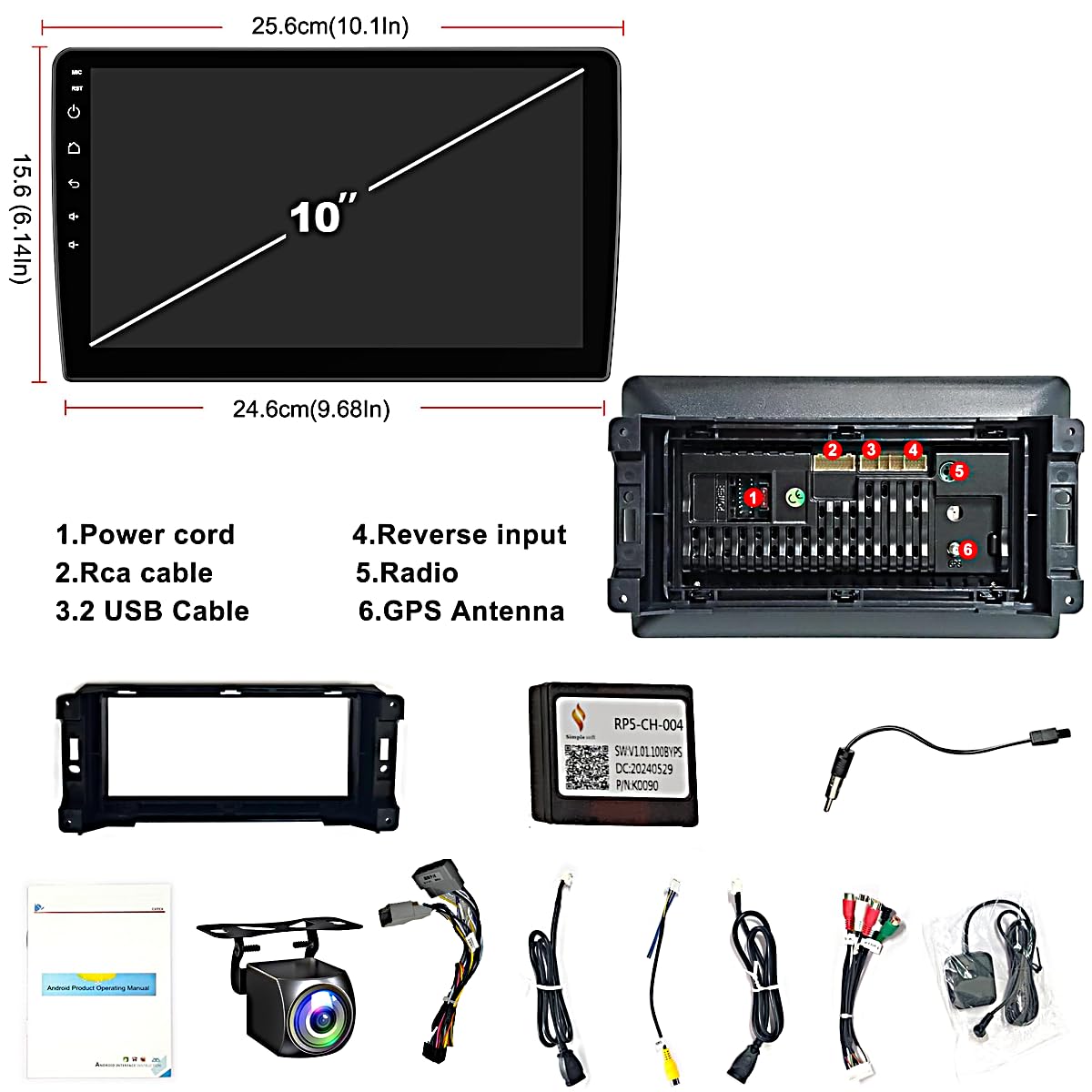 Android 14 4GB+64GB,Customize Desktop Car Stereo Radio for Jeep Wrangler JK Compass Grand Cherokee Dodge Ram 1500, 10 inch QLED Touchscreen Support Wireless CarPlay Android Auto Bluetooth FM SWC