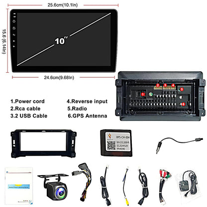 Android 14 4GB+64GB,Customize Desktop Car Stereo Radio for Jeep Wrangler JK Compass Grand Cherokee Dodge Ram 1500, 10 inch QLED Touchscreen Support Wireless CarPlay Android Auto Bluetooth FM SWC