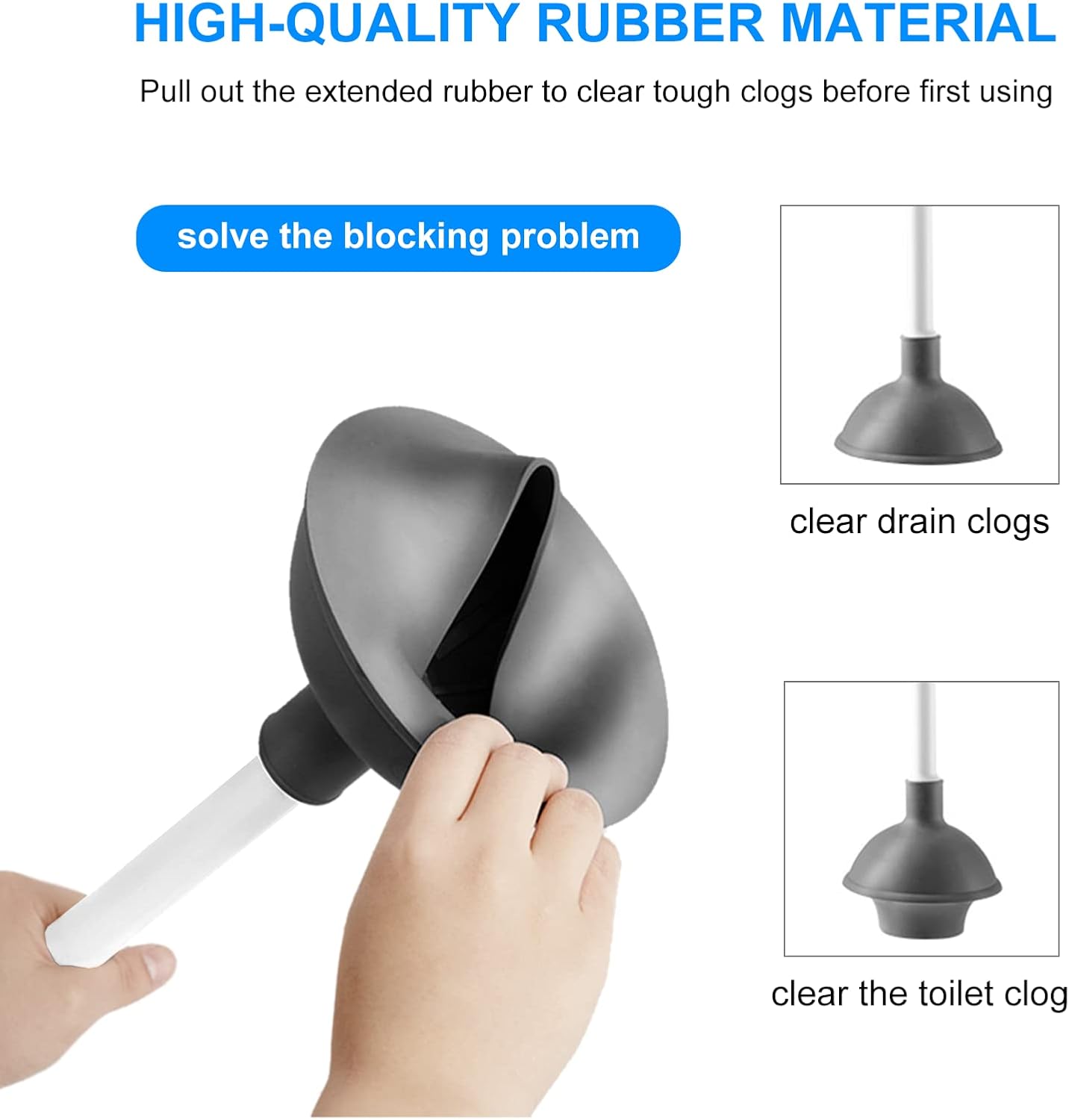 SetSail Toilet Brush and Plunger Set | Heavy-Duty Bathroom Cleaning Tools - 2 Pack, White