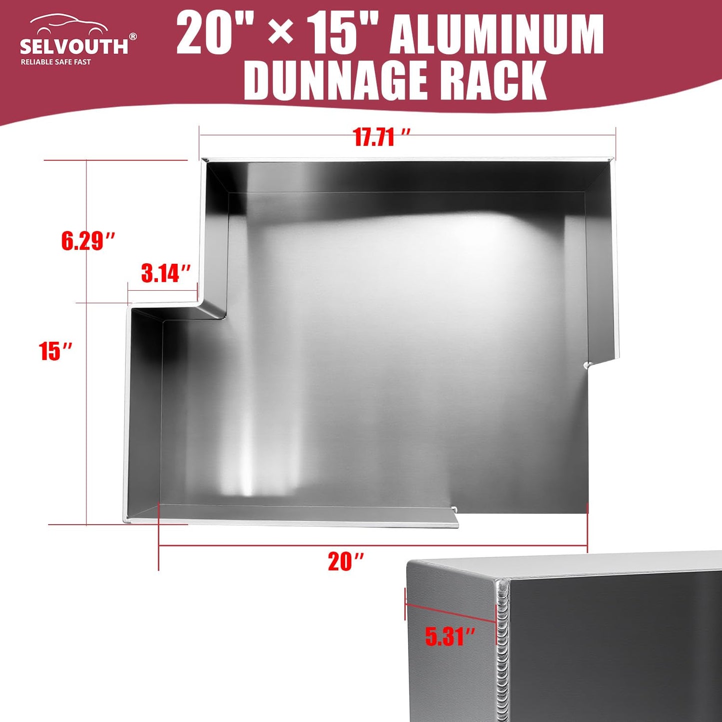 Selvouth Aluminum Dunnage Rack 20"x15" Bolt-On Holder for Flatbed and Utility Trailers, Trailer Organization Accessory-1 Pair