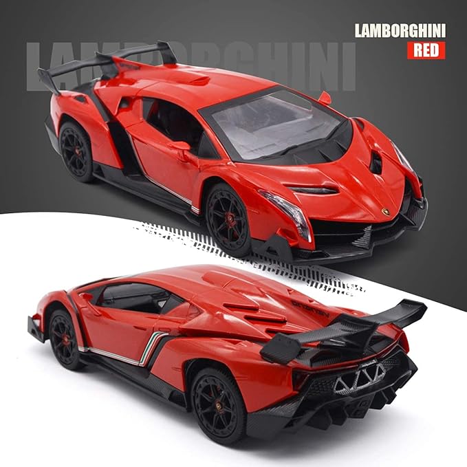 QUN FENG Remote Control RC CAR Racing Cars Compatible with Lamborghini Veneno Officially Licensed 1:24 Toy RC Cars Model Vehicle for Boys 678 Years Oldred