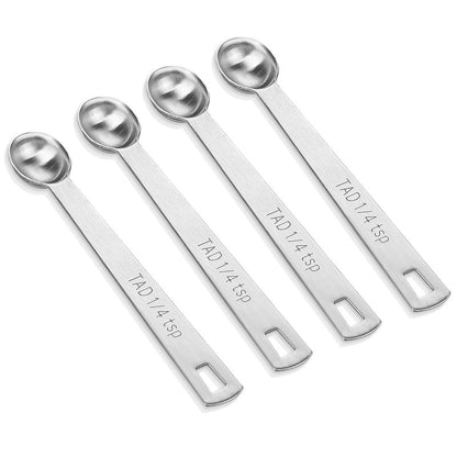 4 PCS 1/4 Teaspoon (1/4 Tsp | 1.25 mL | 1.25 cc) Single Measuring Spoon, Stainless Steel 1/4 Tsp Small Measuring Spoon Mini Measuring Spoons