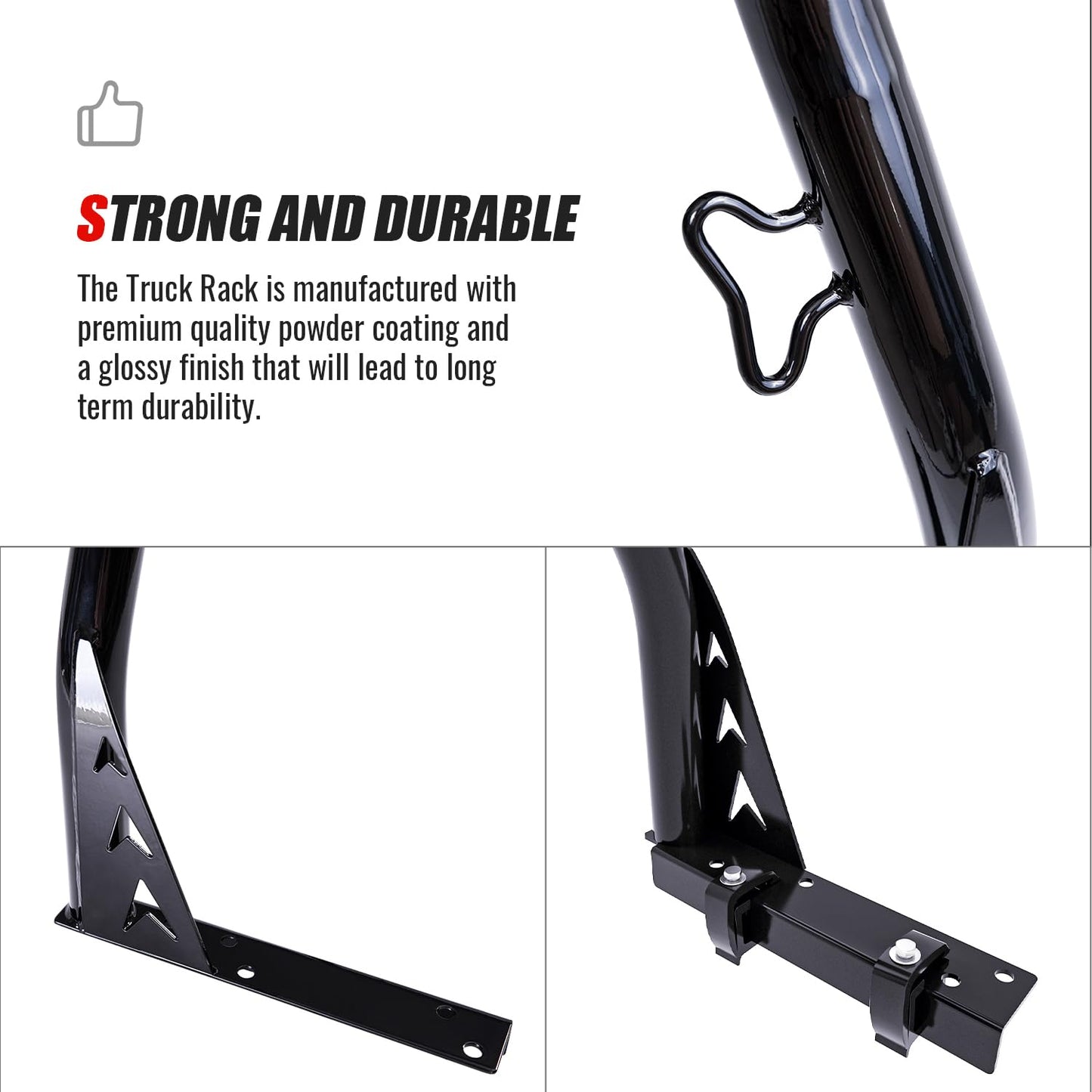 AA-Racks Model X33 Low-Profile Pickup Truck Ladder Racks with (8) Non-Drilling C-Clamps Steel Utility Two-bar Set Black