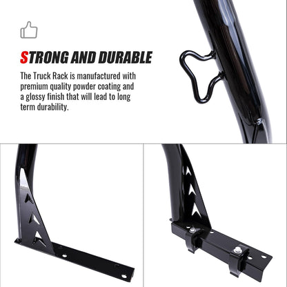 AA-Racks Model X33 Low-Profile Pickup Truck Ladder Racks with (8) Non-Drilling C-Clamps Steel Utility Two-bar Set Black