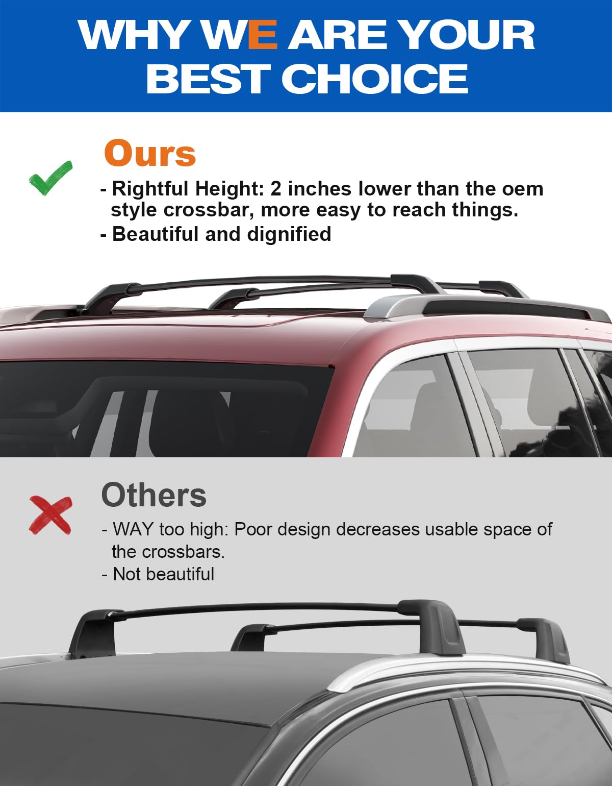 Wonderdriver 300lb Roof Rack Cross Bars Compatible with Jeep Grand Cherokee L 2021-2026 and 2022-2026 Grand Cherokee WL, Heavy Duty Aluminum Crossbar Racks Roof Rail Rooftop Luggage Canoe