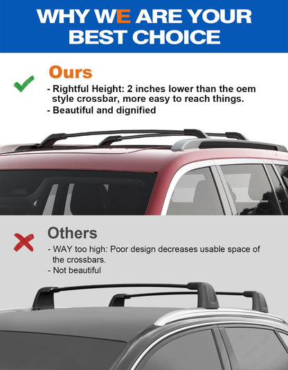Wonderdriver 300lb Roof Rack Cross Bars Compatible with Jeep Grand Cherokee L 2021-2026 and 2022-2026 Grand Cherokee WL, Heavy Duty Aluminum Crossbar Racks Roof Rail Rooftop Luggage Canoe