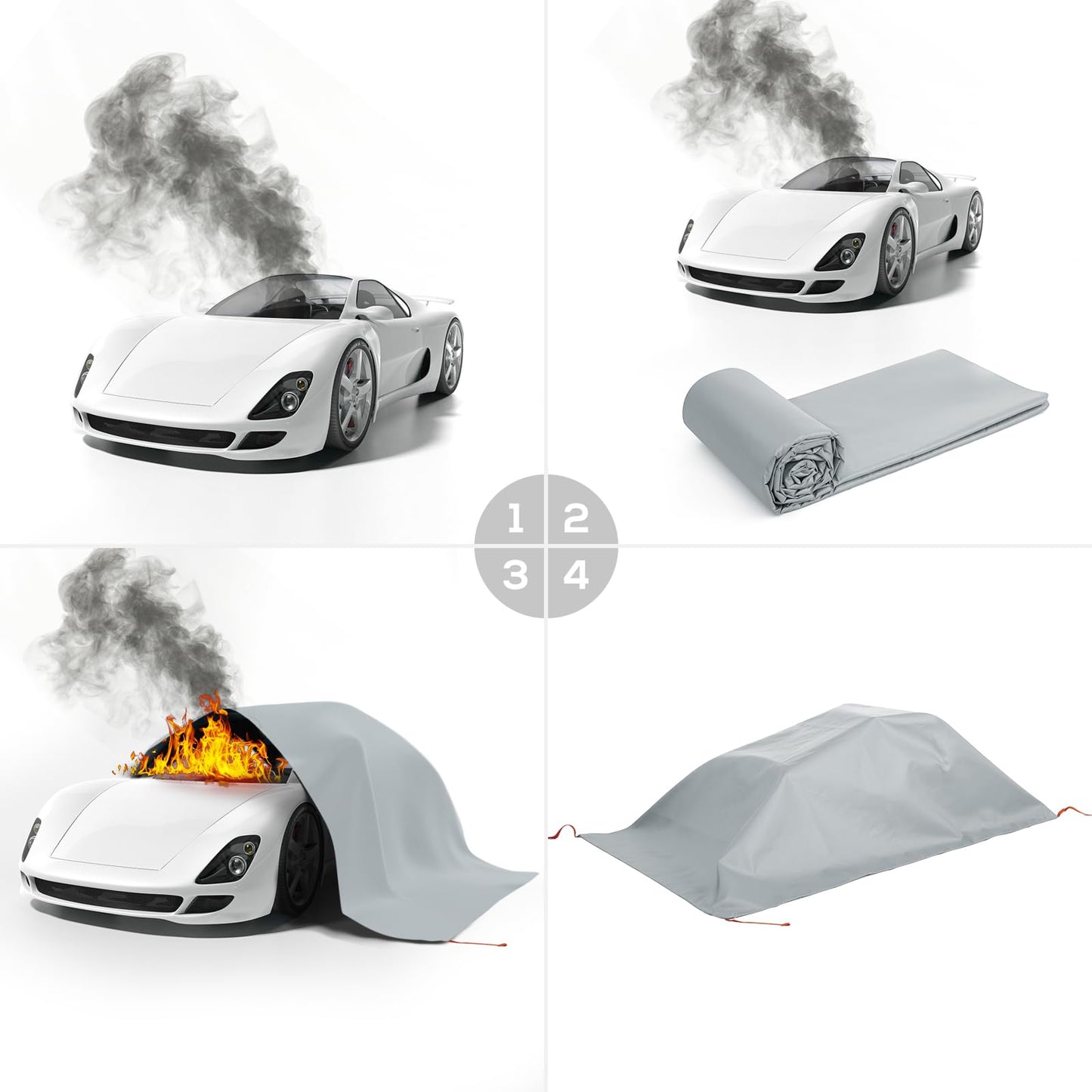 FLASLD Car Fire Blanket, Large Fireproof Blanket Fire Extinguisher Blanket for Electric/Fuel Vehicle Accidents, Silicone Coated Fibergalss Cover, Heat Resistant Fire Suppression Blankets 20ft x 26.5ft