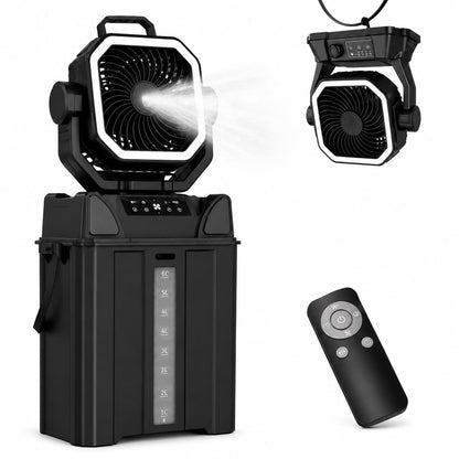 Eauah Portable Misting Fan, Heavy Duty Outdoor Misting Fan with 40000mAh Battery, Large Misting Fan Outdoor, Portable Patio Fan with Remote, Oscillating Camping Cooling Fan, 6L Water Tank (Black)